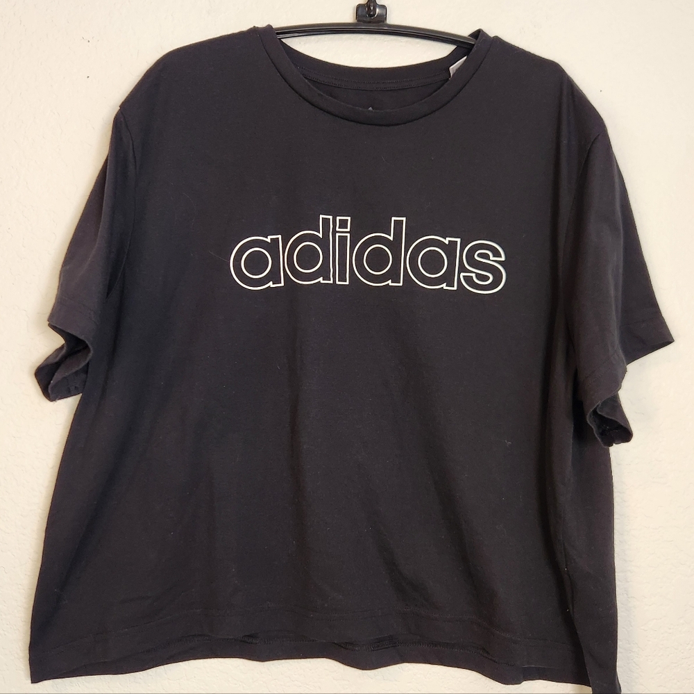 Adidas PrimegreenAeroready Women's Logo Crop Short Sleeve Tee, Size XL